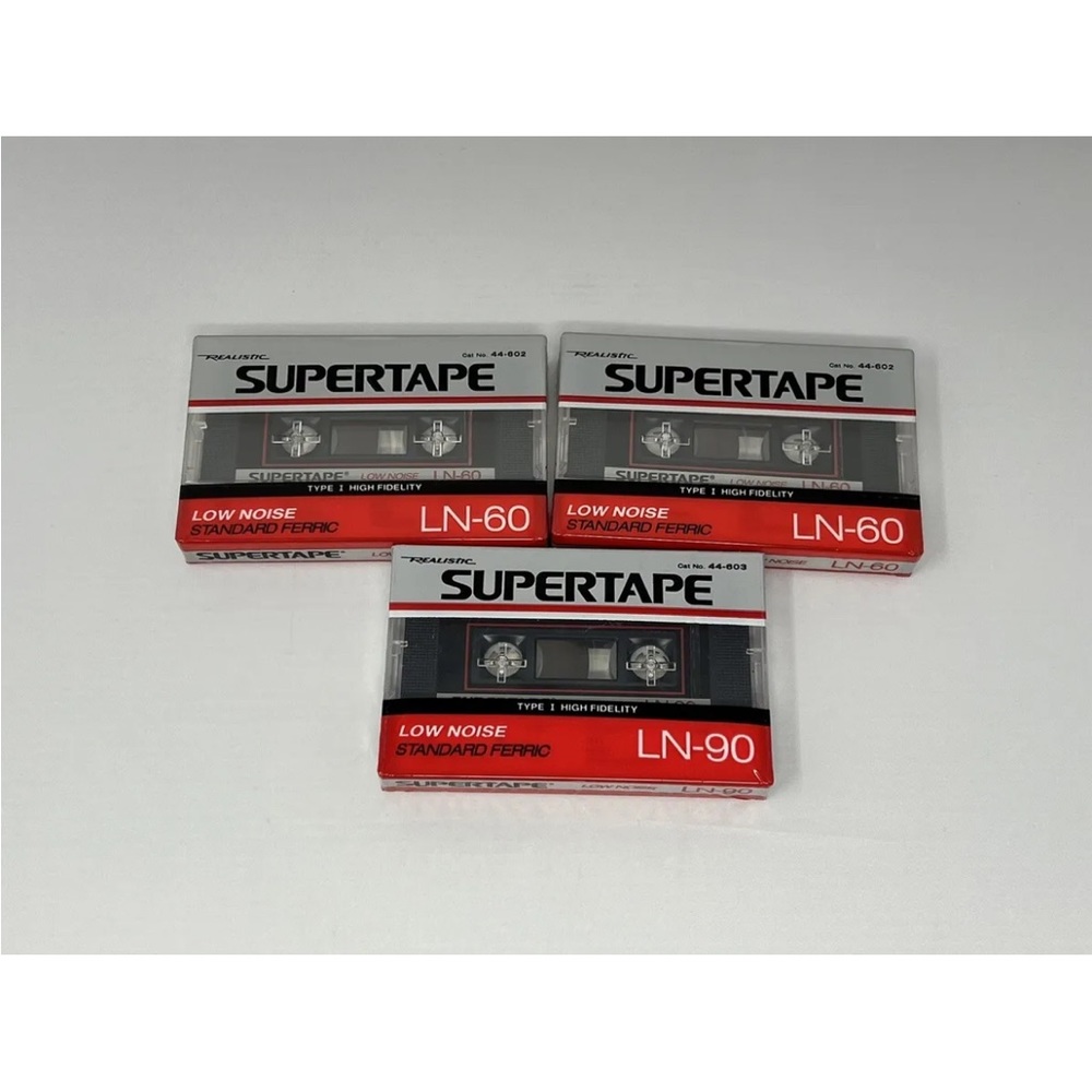SEALED Lot Of 3 Realistic Supertape 2 LN-60 & 1 LN-90 Blank Cassette‎ Tapes